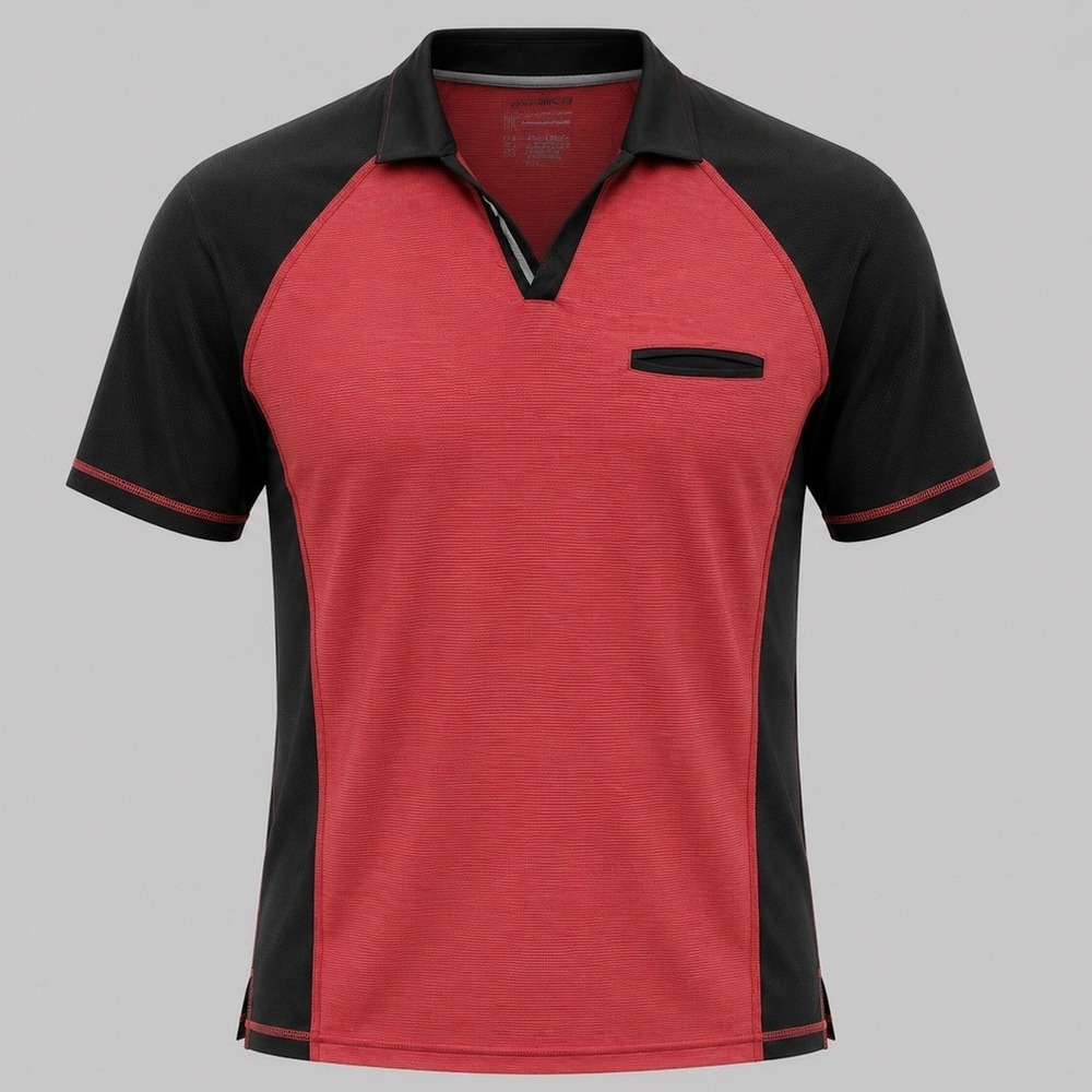 INC International Concepts Performance Mens Red Black Colorblock‎ Polo Shirt M
